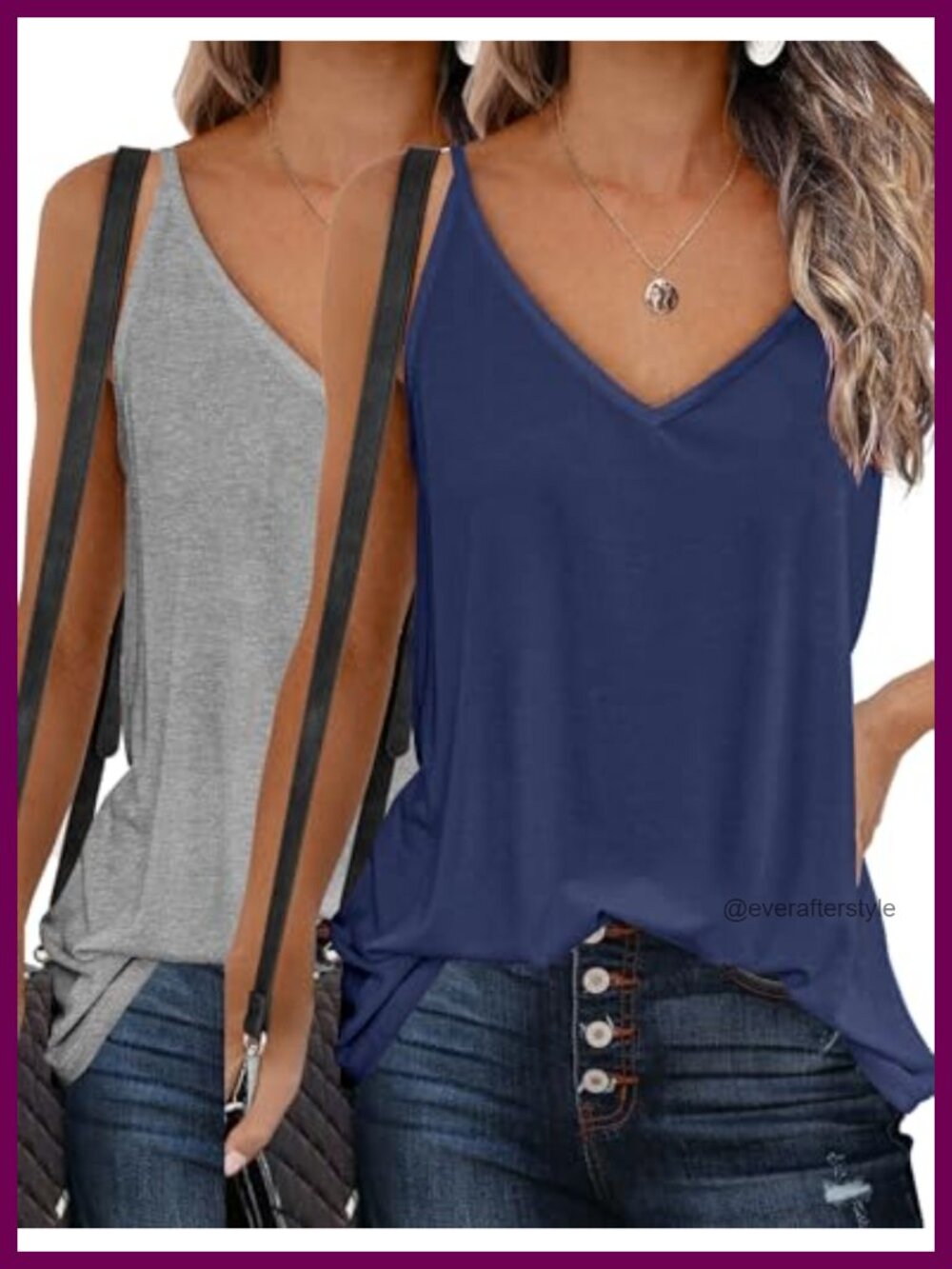 Zeagoo Womens V Neck Tank Top Loose Camisole Spaghetti Strap Sleeveless Shirt